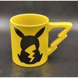 Pikachu Pokemon Mug Yellow Black 20 oz Ceramic Cup Lightning Bolt Handle 2019